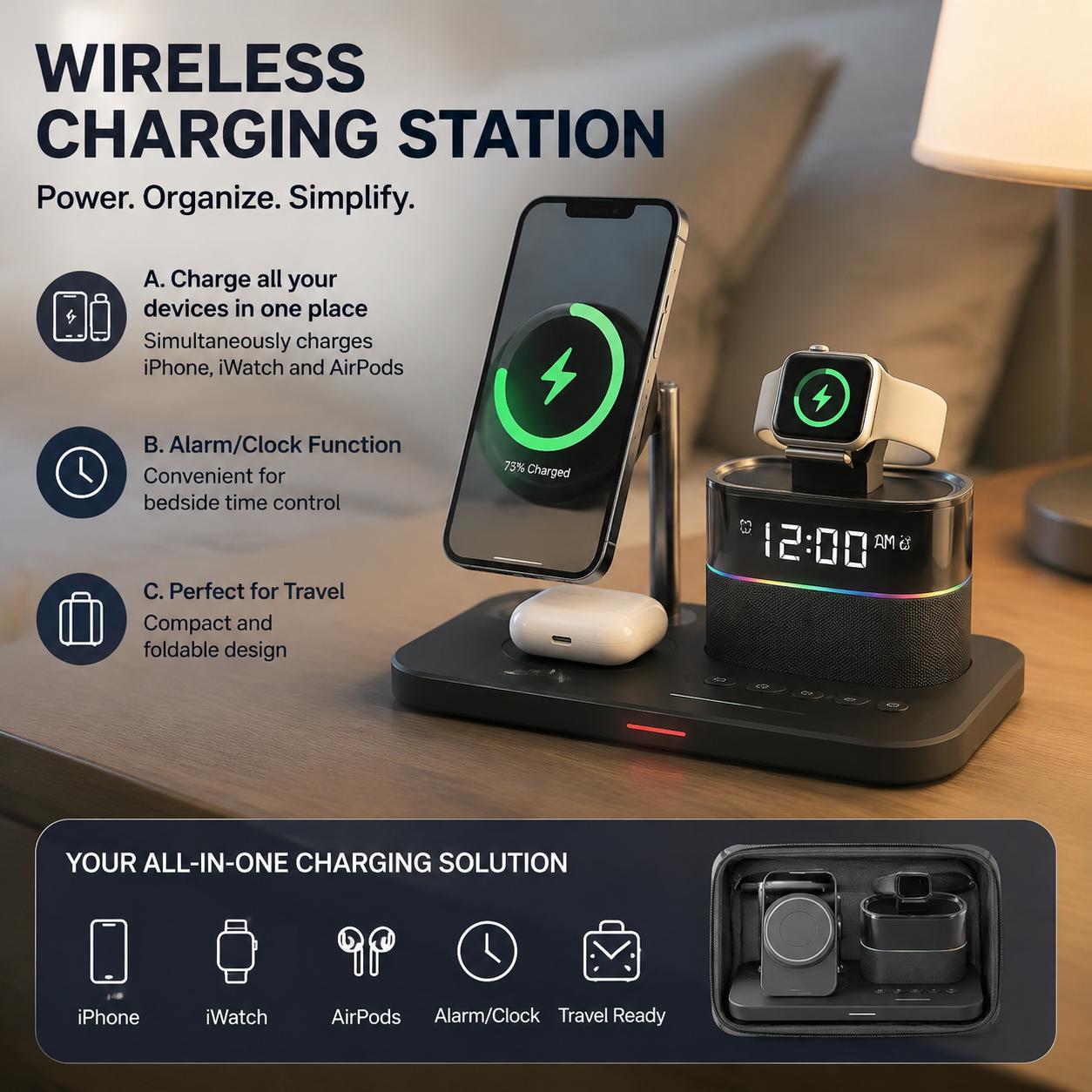 Smart Home Devices - محطة شحن لاسلكية مغناطيسية للهواتف سلسلة