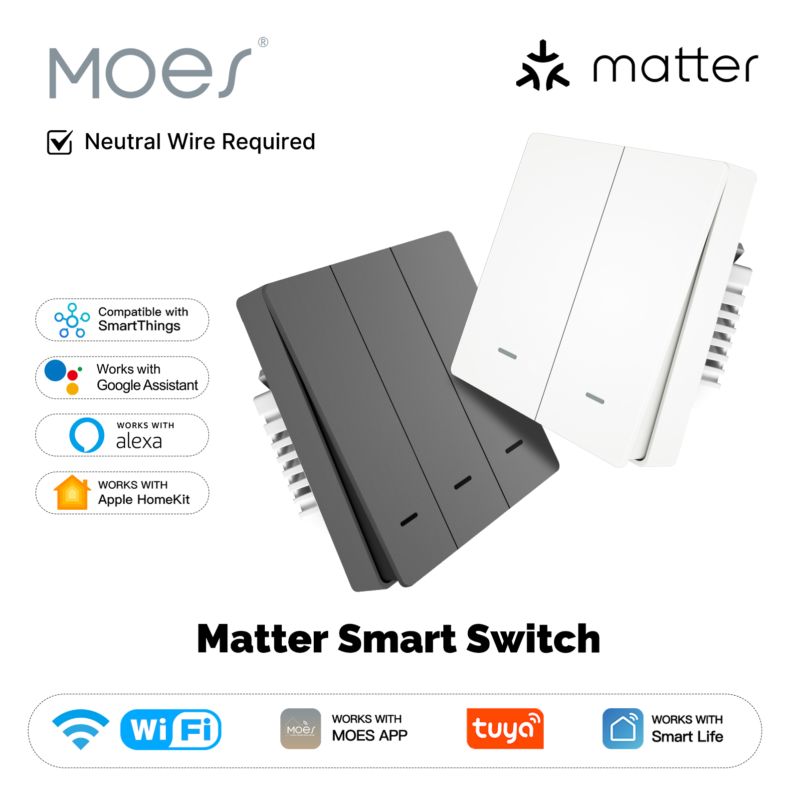 Smart Home Switch - MOES Matter Tuya WiFi مفتاح الضوء